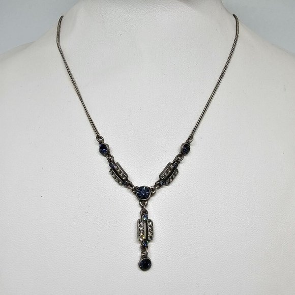 Peter Lang Rhinestone Art Deco Choker Silver Tone Necklace - Picture 4 of 12